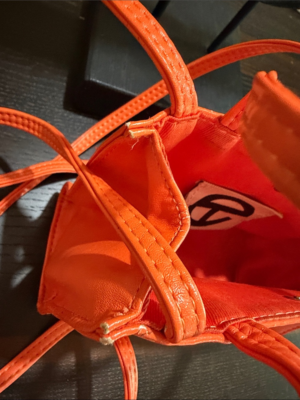 Telfar Orange Mini Shopping Bag with Embossed Logo - Picture 8 of 11